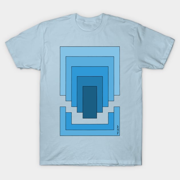 Rectangle Abstract in Blue T-Shirt by AzureLionProductions